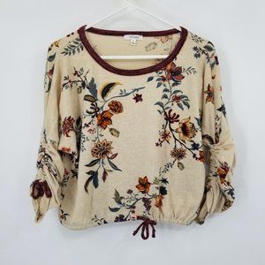 Persaya Floral Ruched Women's Blouse Top Shirt Size XL